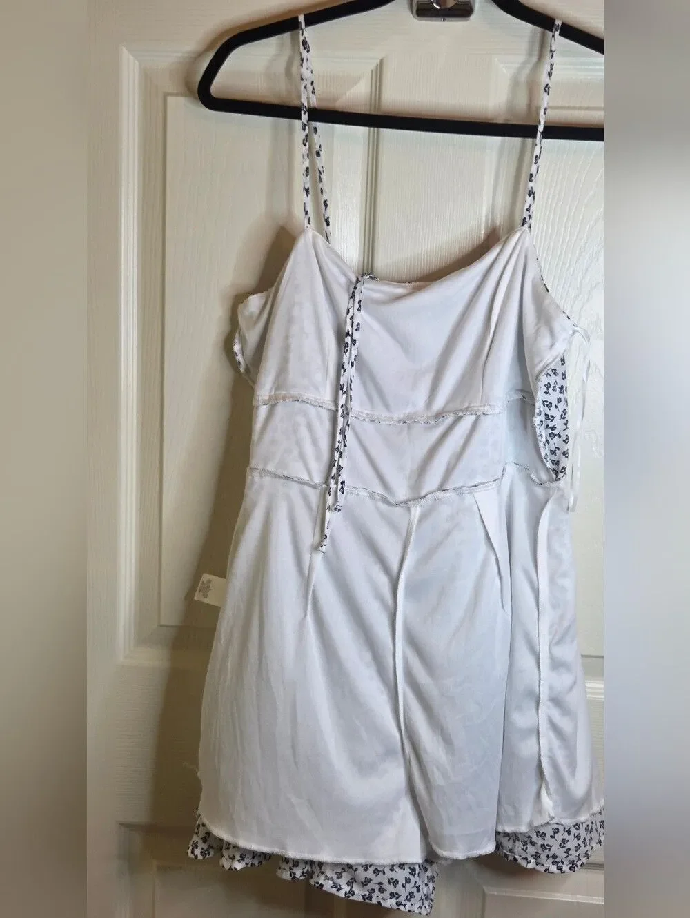 NWT Francesca's Miami L Straps White Navy Zipper Floral Women Romper Boutique